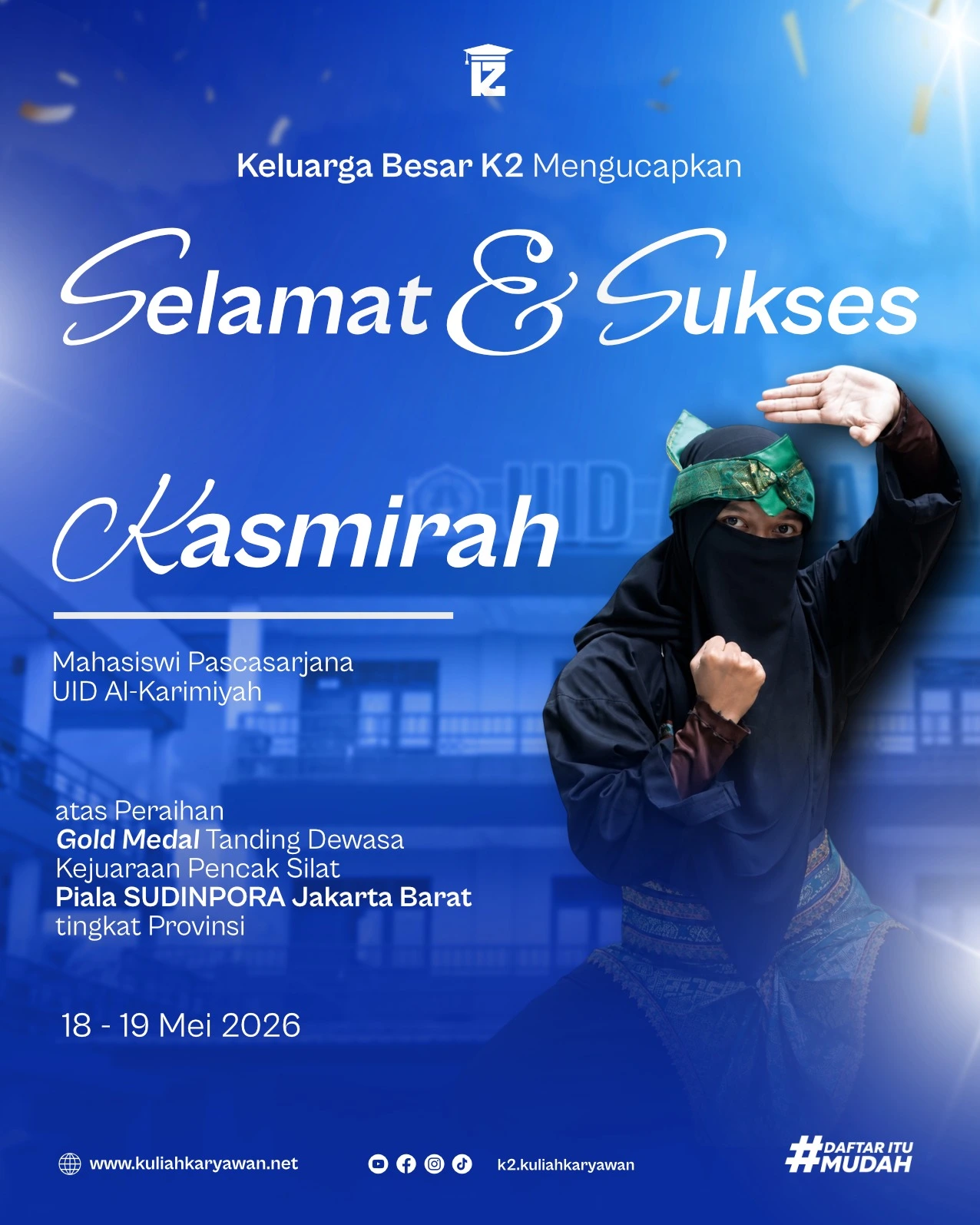 Prestasi luar biasa berhasil diraih oleh Kasmirah, mahasiswi Universitas Islam Depok
